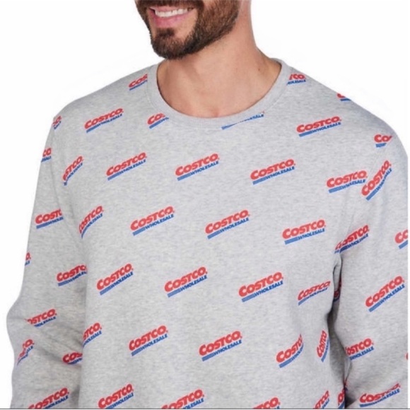 NWT Kirkland Signature MEN Costco Wholesale Logo Fleece Crewneck GRAY XXXL - Picture 4 of 6